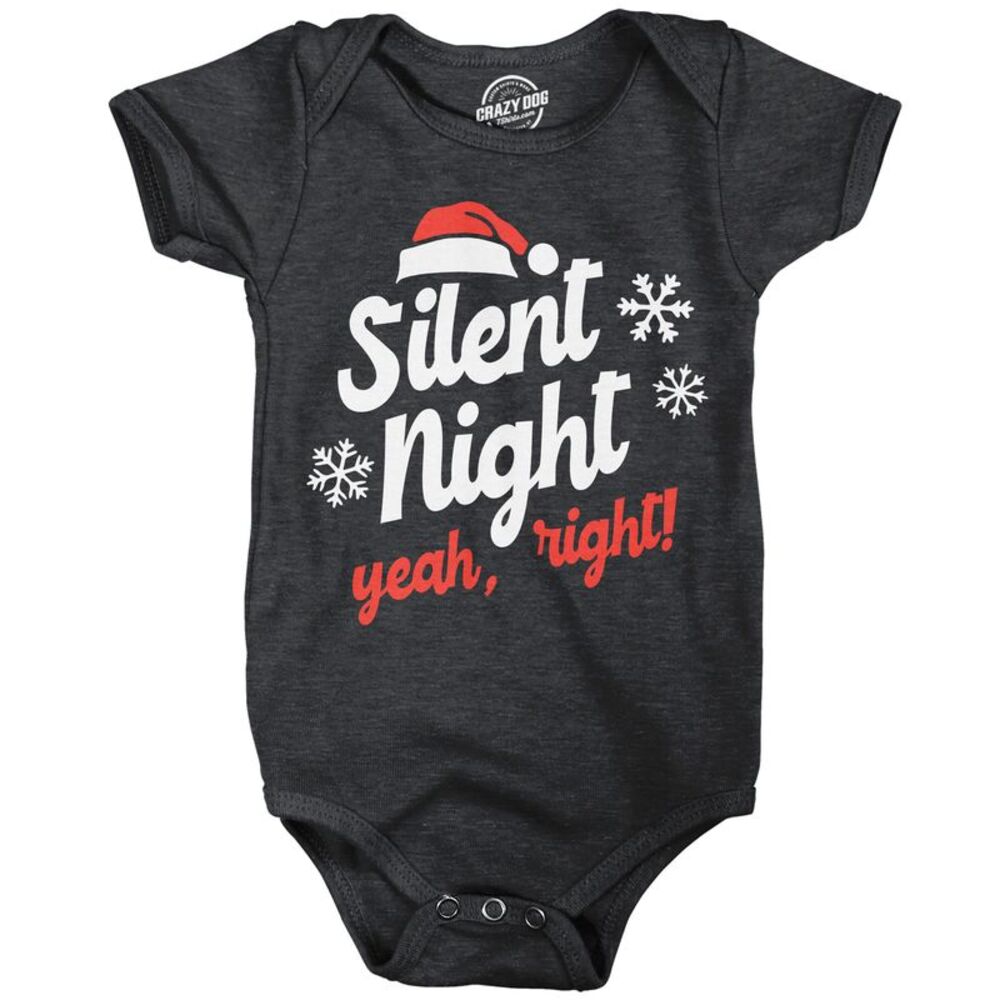 Silent Night Yeah Right Baby Bodysuit Funny Xmas Jumper For Infants
